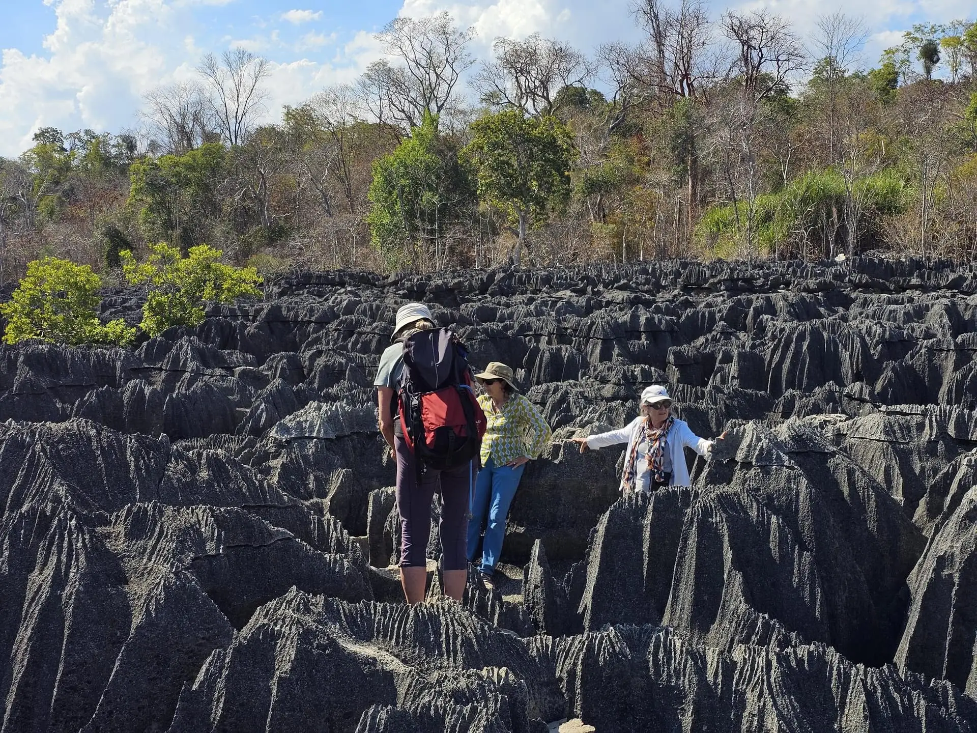 Travelers exploring Tsingy de Bemaraha